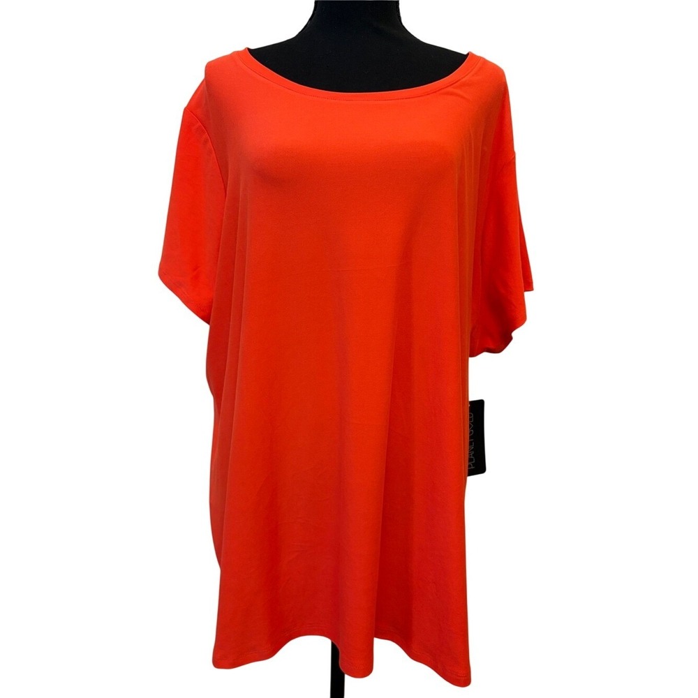 Planet Gold Bright Orange Short Sleeve Scoop Neck Top Size 4X NWT